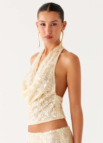 Bling It On Cowl Top Ivory