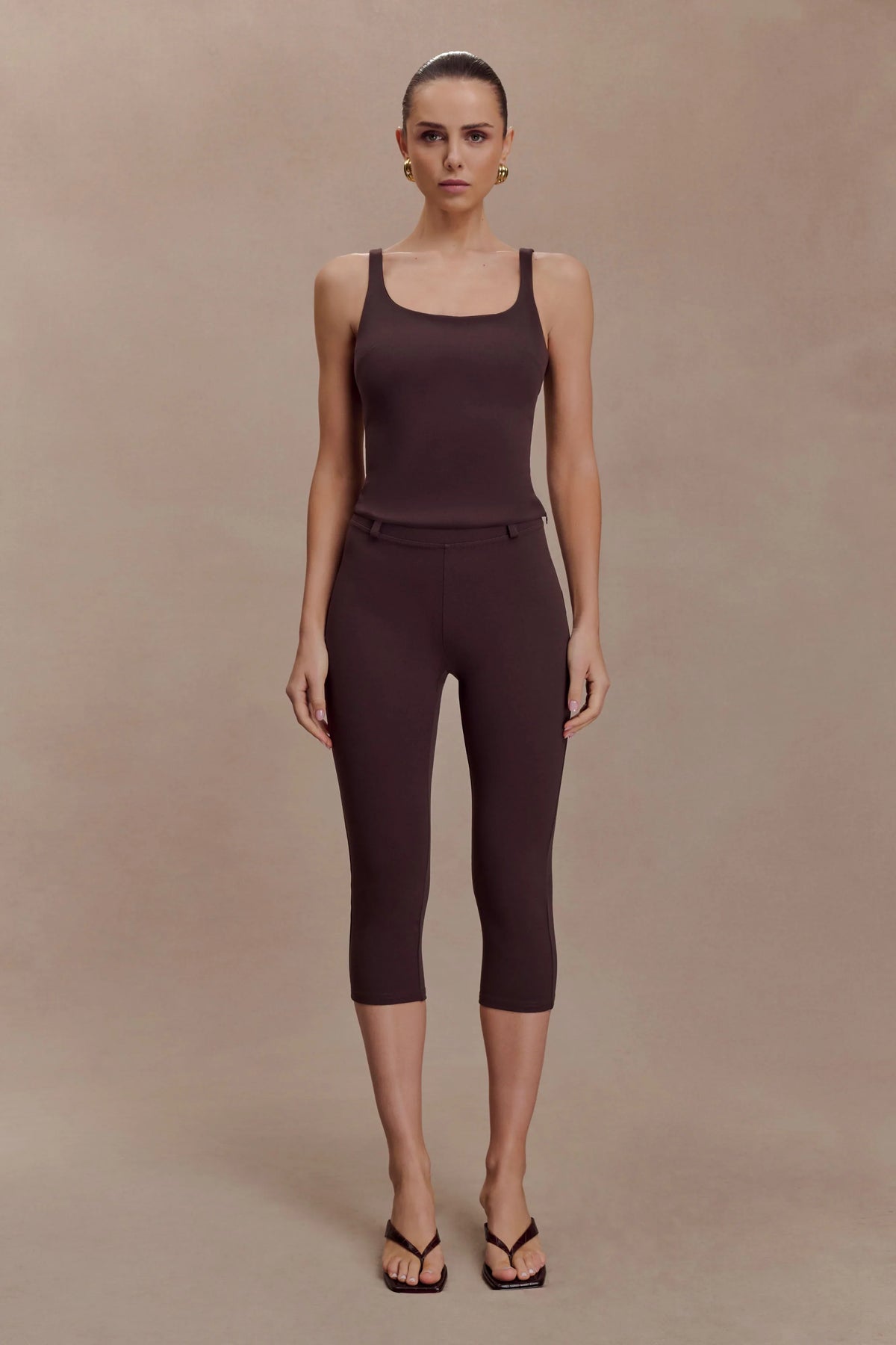 Blanca Stretch Crepe Cami Top Chocolate