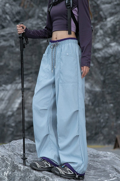 Colorful Quick Dry Cargo Wide Leg Cuffed Pants