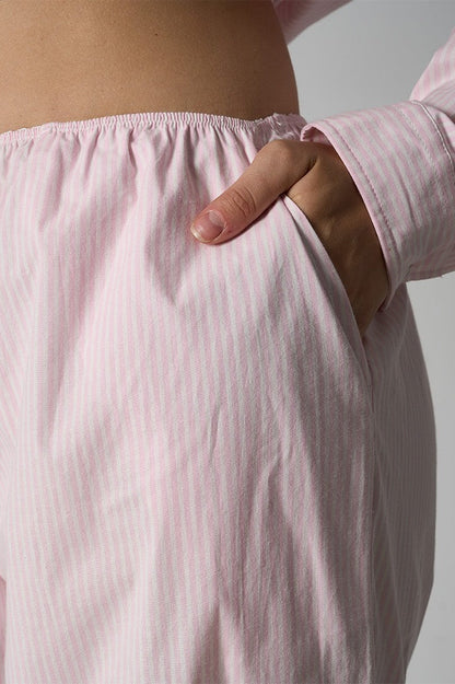 Light Striped Elastic Relaxed Pants