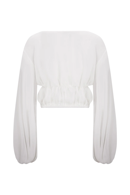 Carlie Chiffon Cross Tie Top Ivory