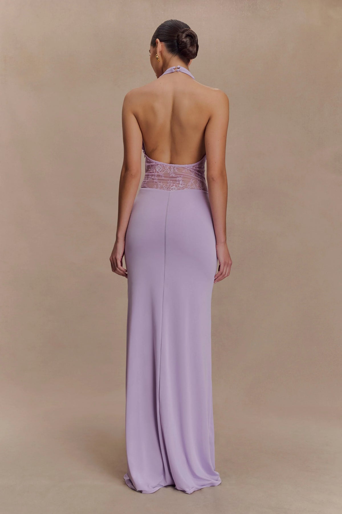 Bonnie Slinky And Lace Maxi Dress Lilac