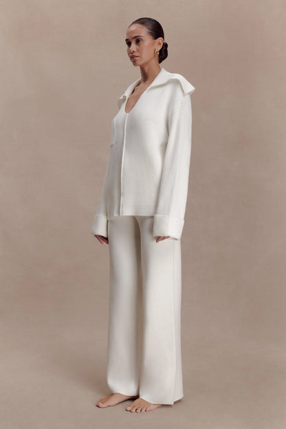 Bianka V Neck Knit Jumper Off White
