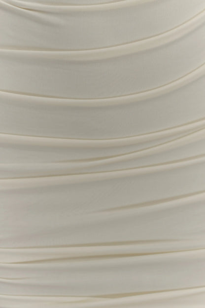 Camila Ruched Halter Midi Dress Ivory