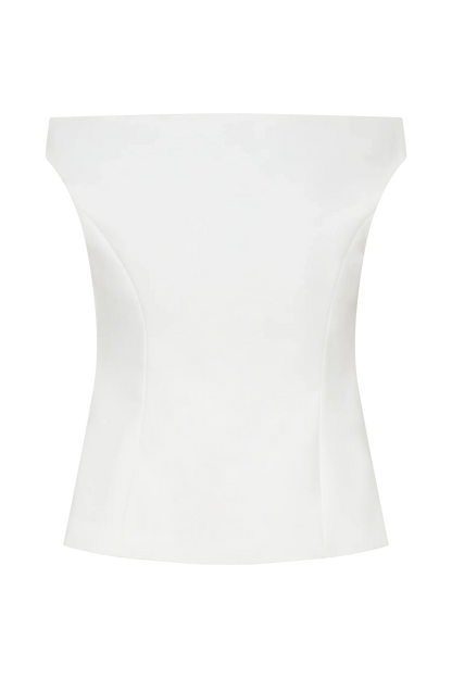 Billie Off Shoulder Sleeveless Button Top White