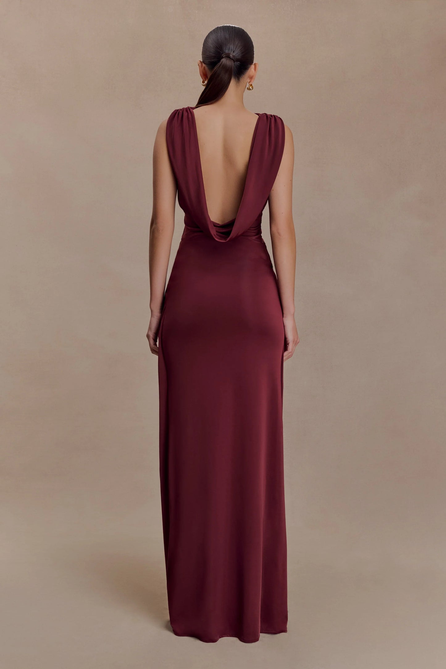 Bridget Slinky Maxi Skirt With Hardware Burgundy