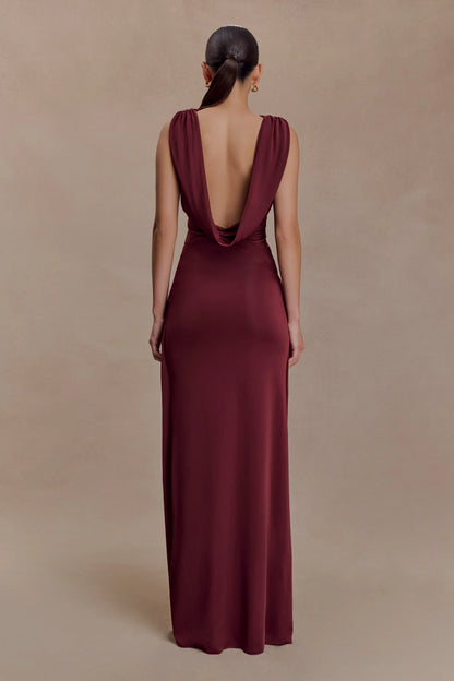 Bridget Slinky Maxi Skirt With Hardware Burgundy