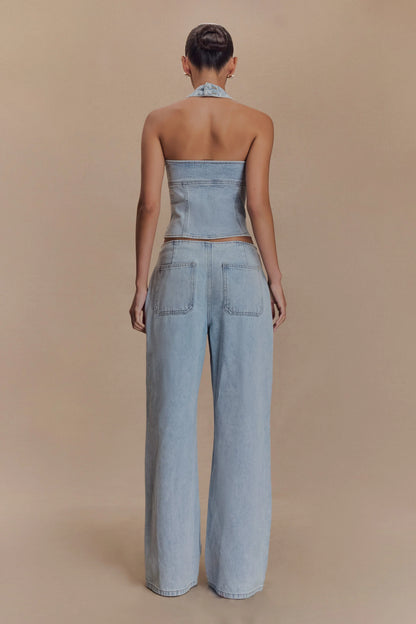 Caitlin Mid Rise Denim Jeans Light Blue