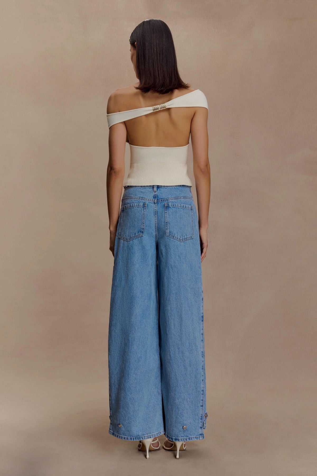 Carley Off Shoulder Knit Top Ivory