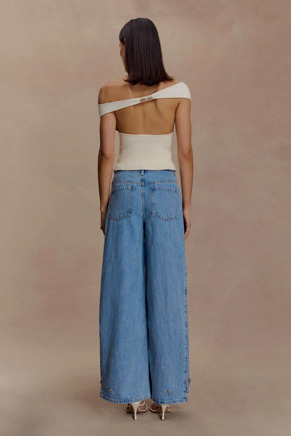 Carley Off Shoulder Knit Top Ivory