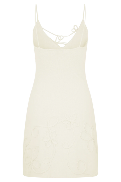 Brullo Embroidery Knit Mini Dress Ivory