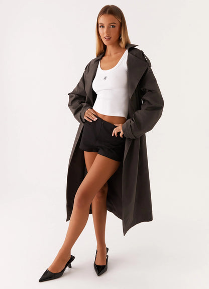 Brighton Oversized Trench Coat Grey