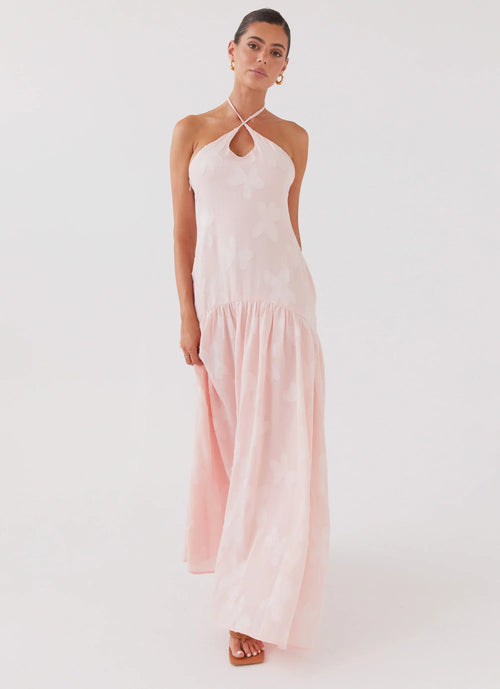 Blushed Cross Neckline Maxi Dress Pink Petal