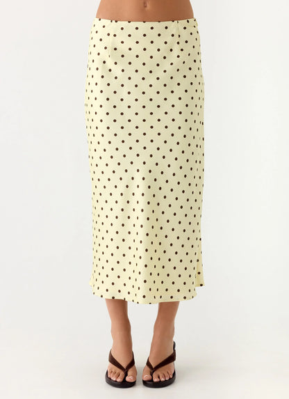 Breanne Midi Skirt Yellow Polka Dot