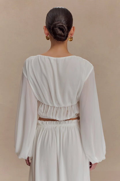 Carlie Chiffon Cross Tie Top Ivory