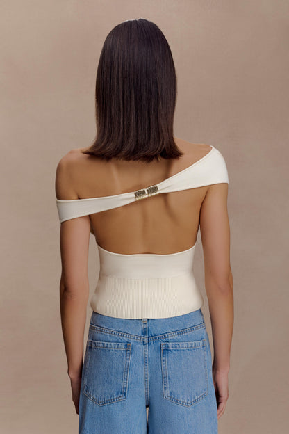 Carley Off Shoulder Knit Top Ivory
