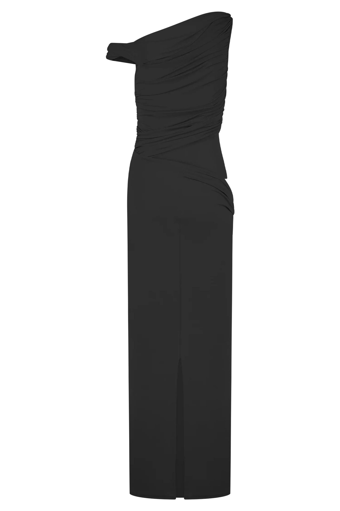 Callen One Shoulder Slinky Maxi Dress Black