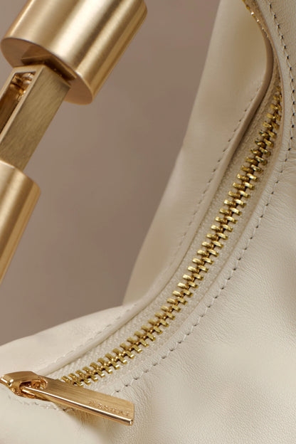 Bristol Mini Croissant Leather Bag Ivory