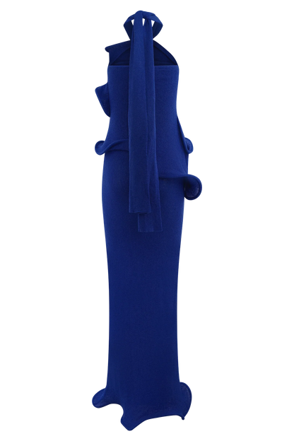 Caprice Halter Knit Maxi Dress Cobalt