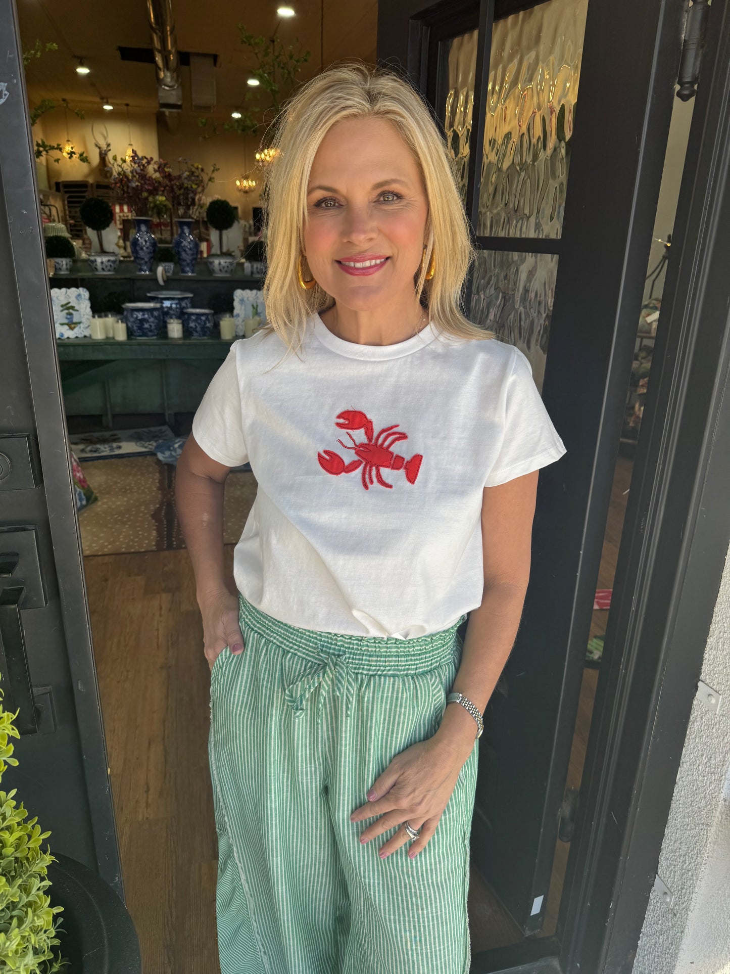 Lobster Tee - Off White/Red