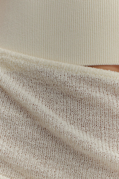 Cali Drape Skirt Knit Mini Dress Ivory