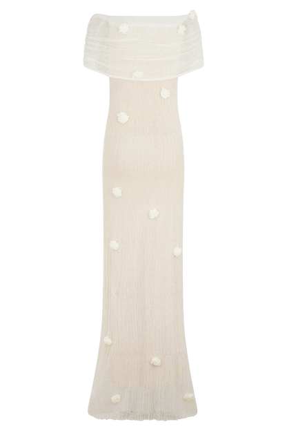 Brynn Orchid Knit Maxi Dress Ivory