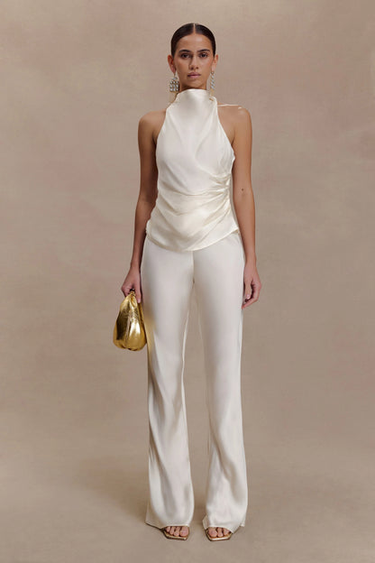 Bianca Satin Halter Top Ivory