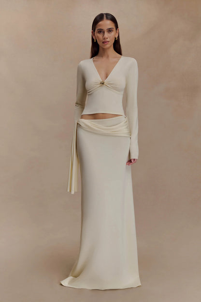 Bowie Low Rise Knit Maxi Skirt Ivory