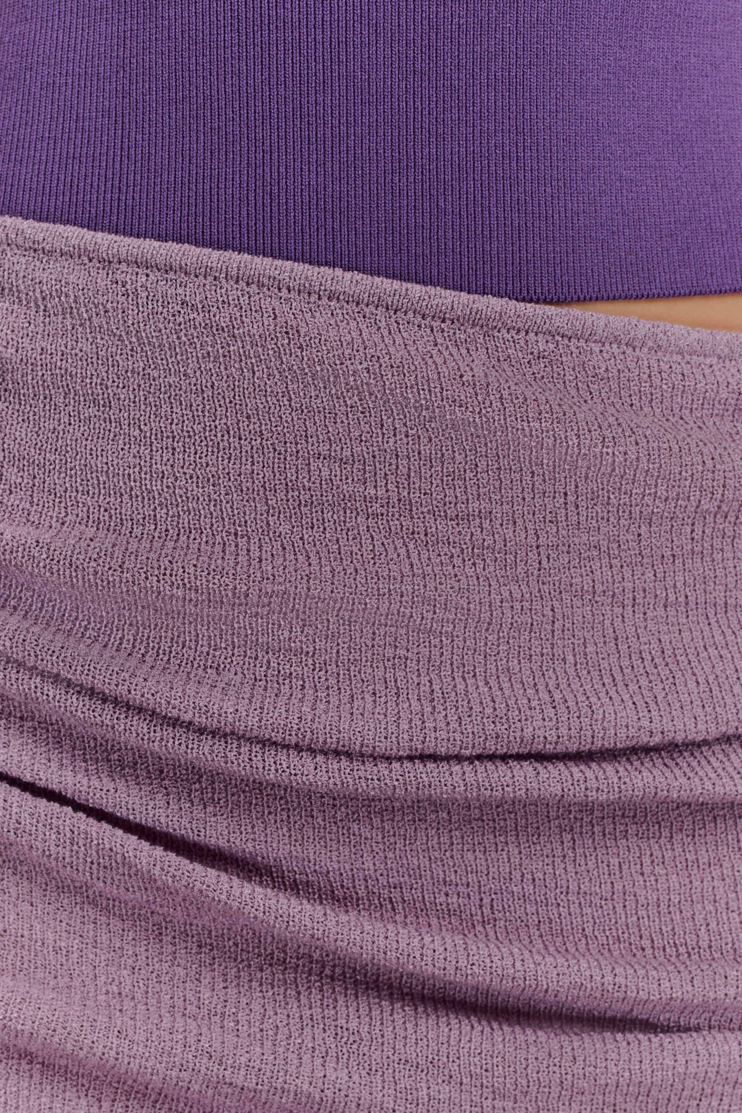 Cali Drape Skirt Knit Mini Dress Purple