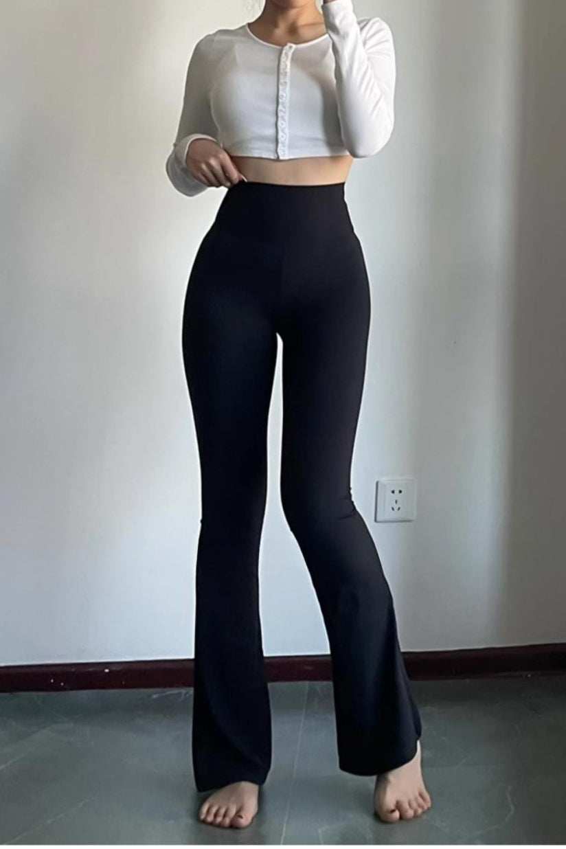 Leopard Print High Waist Tight Micro Flare Yoga Pants