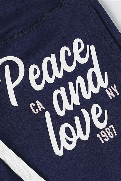 Chic Contrast Letter Print Elastic Loose Straight Pants