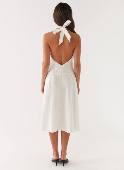 Calla Halter Midi Dress White