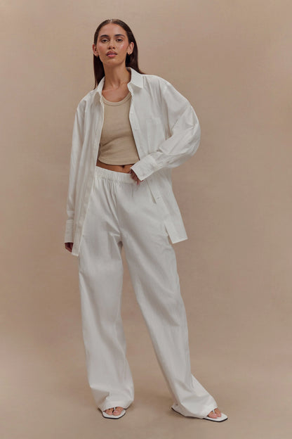 Campbell Cotton Wide Leg Pants White