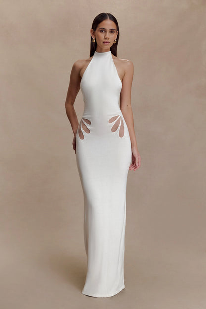 Brock Knit Halter Maxi Dress White