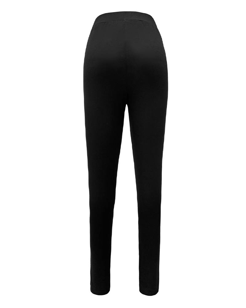 Rhinestone Slim-Fit Trousers