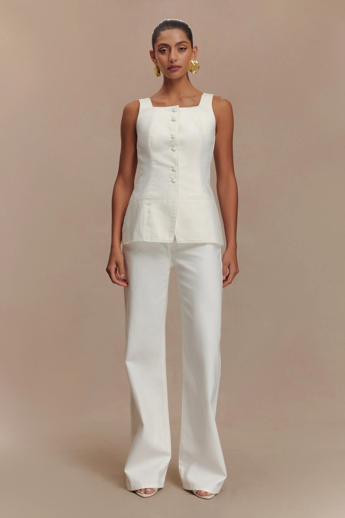 Caitlin Mid Rise Denim Jeans White