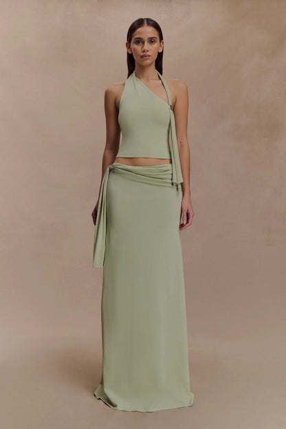 Bowie Low Rise Knit Maxi Skirt Pastel Green