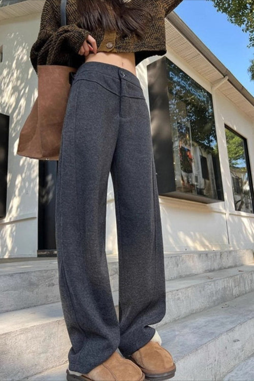 Wool Thickened Slim Draped Straight Pants