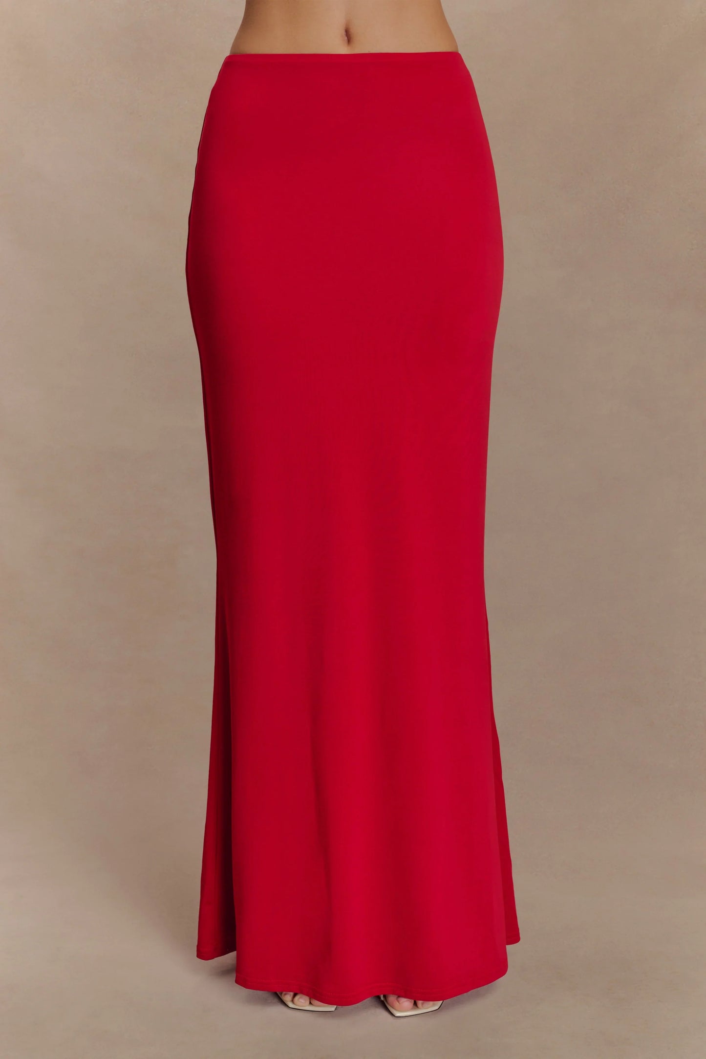 Bruna Slinky Fishtail Maxi Skirt Red
