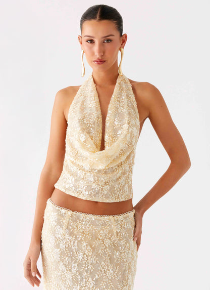 Bling It On Cowl Top Ivory