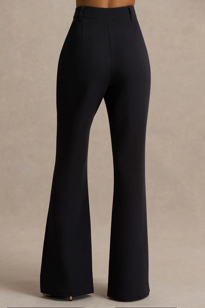 Carina Black Flared Leg Tailored Trousers