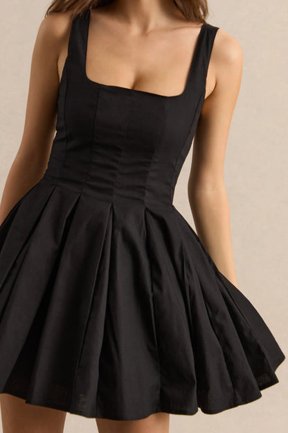 Brioria Black Square Neck Skater Mini Dress
