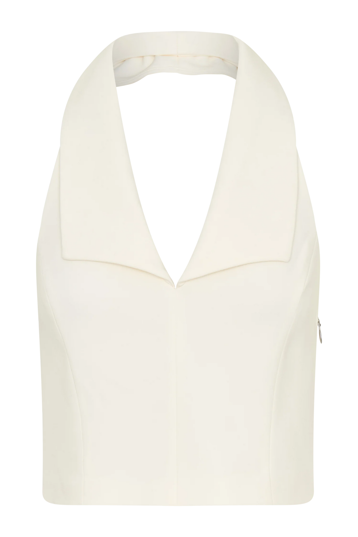Calla Collared Sleeveless Halter Top Ivory
