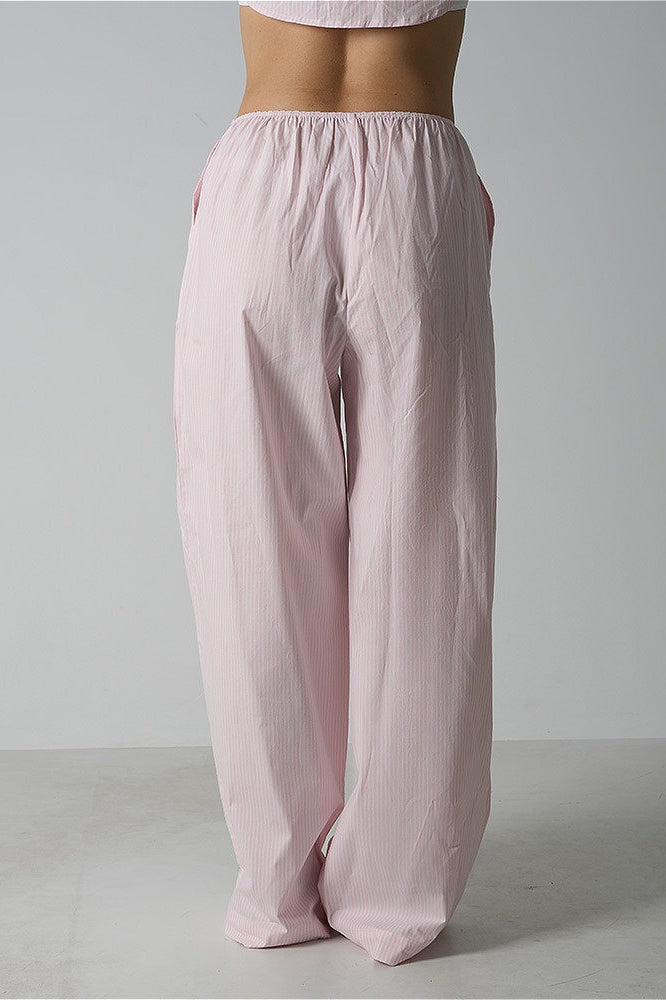 Light Striped Elastic Relaxed Pants