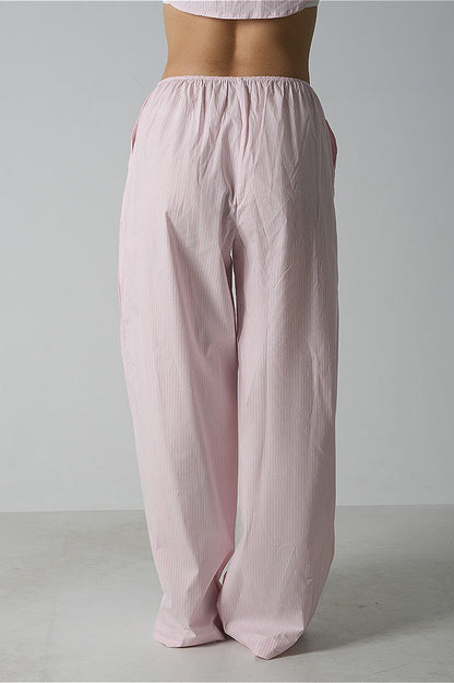 Light Striped Elastic Relaxed Pants