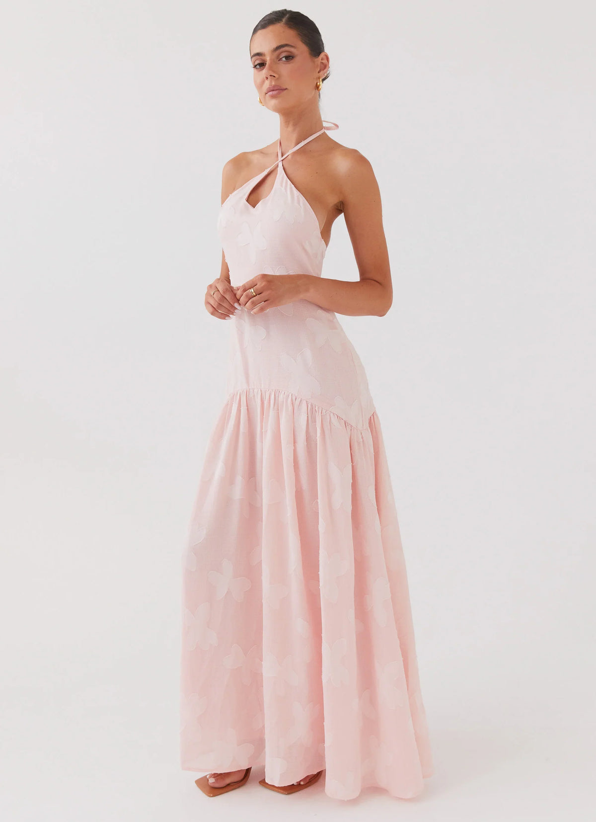 Blushed Cross Neckline Maxi Dress Pink Petal