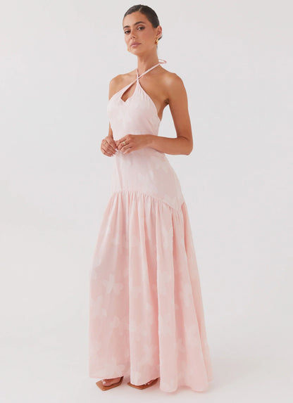 Blushed Cross Neckline Maxi Dress Pink Petal