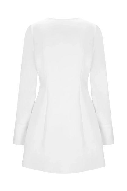 Carina Peplum Cotton Shirt Dress White