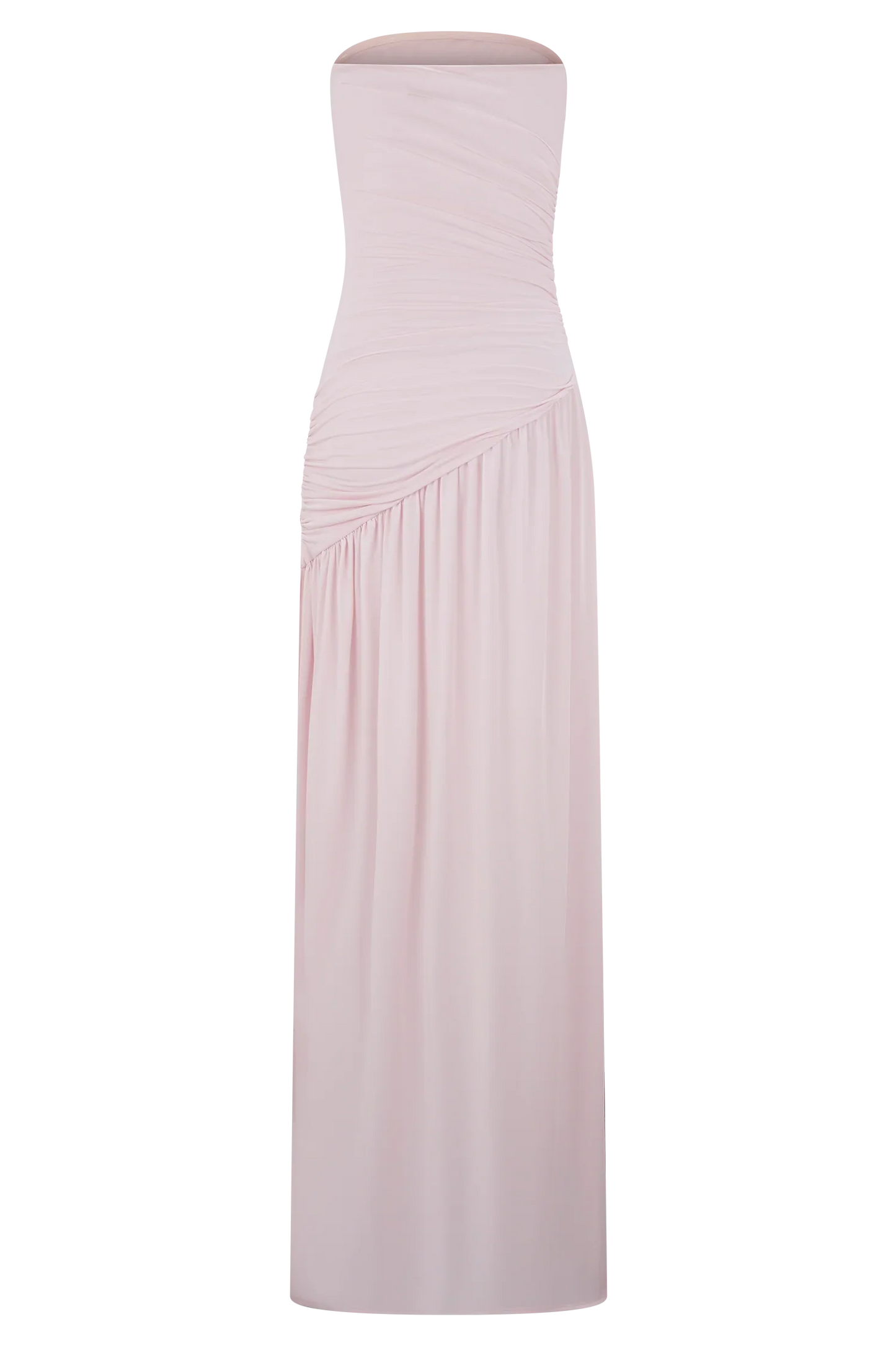 Bex Strapless Slinky Maxi Dress With Split Pale Pink