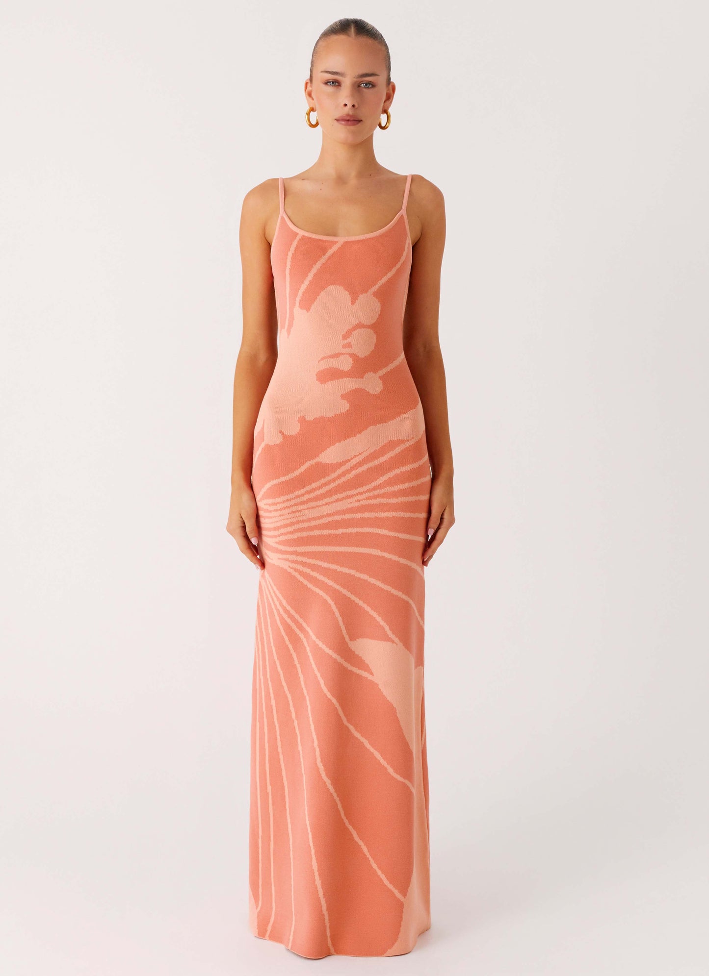 Bliss View Knit Maxi Dress Peach